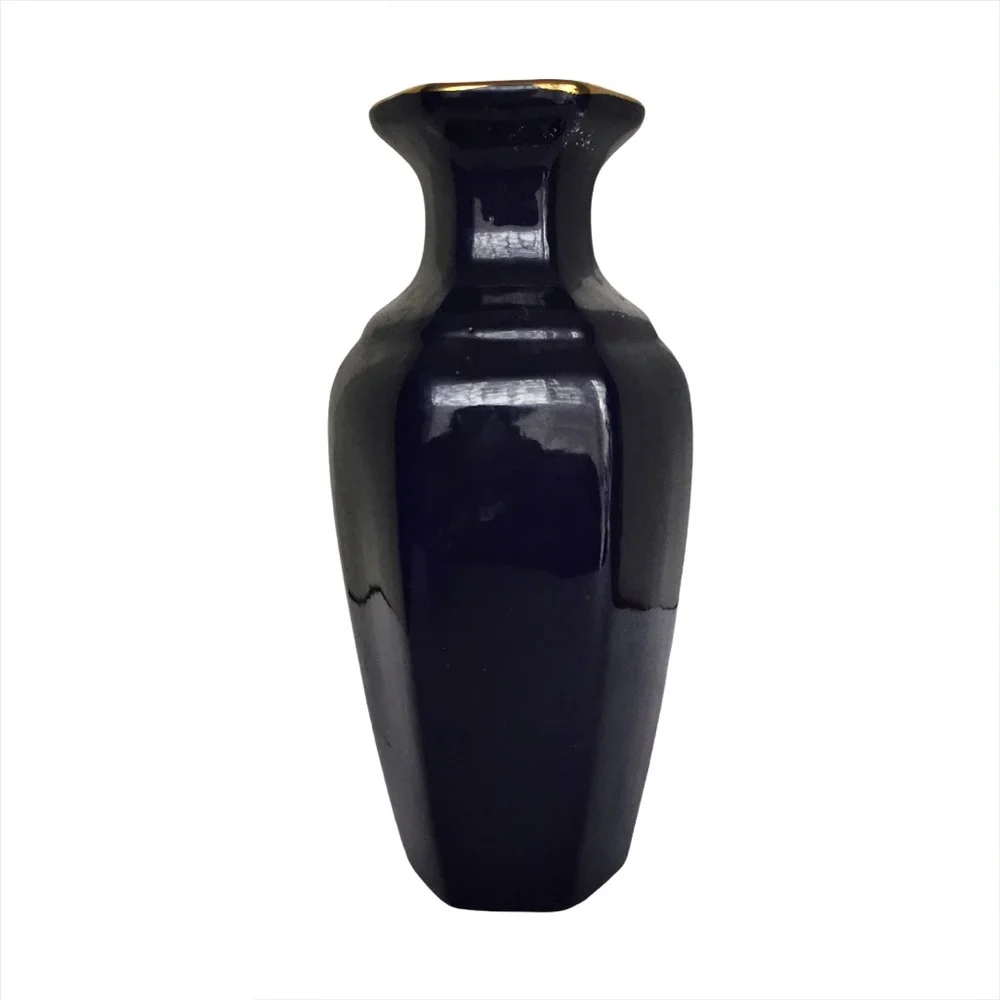 Vintage Cobalt Blue Japanese Golden Bird Vase - Picture 4 of 6